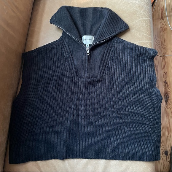 industry Sweaters - Industry knit black half zip collar fall winter crop sweater